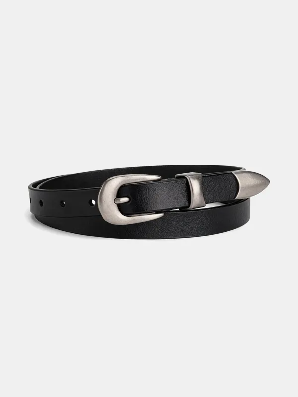 Pointed Tip Detail PU Leather Belt sold by COMMENSE