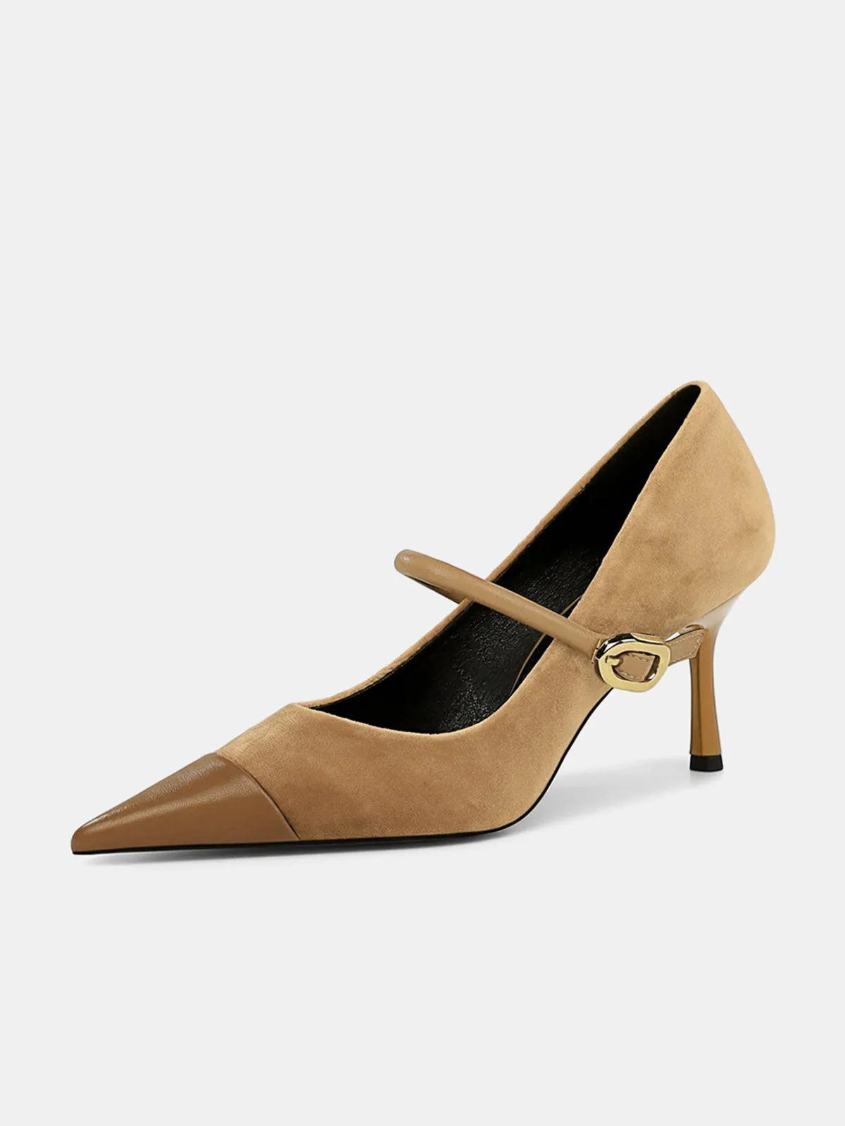 Faux Suede Pointed-Toe Mary Jane Pumps sold by COMMENSE
