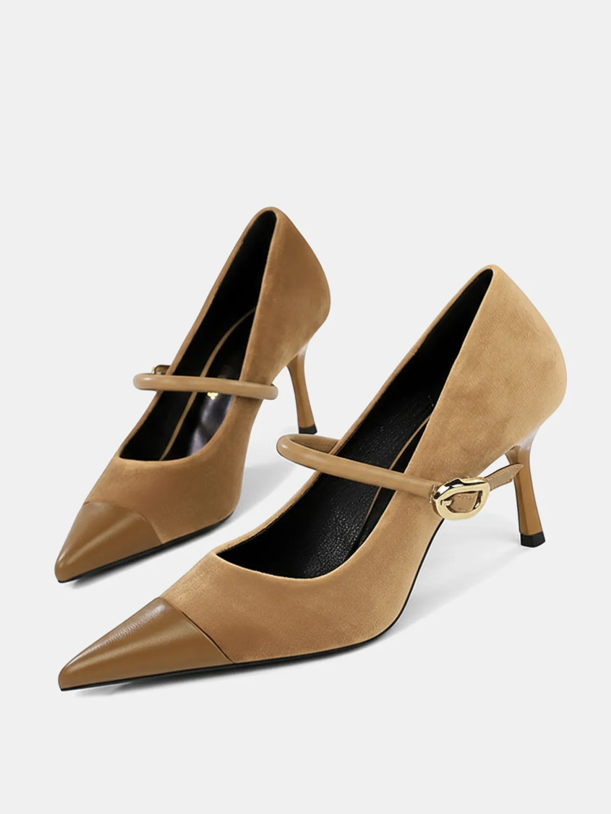Faux Suede Pointed-Toe Mary Jane Pumps sold by COMMENSE product image thumbnail 2