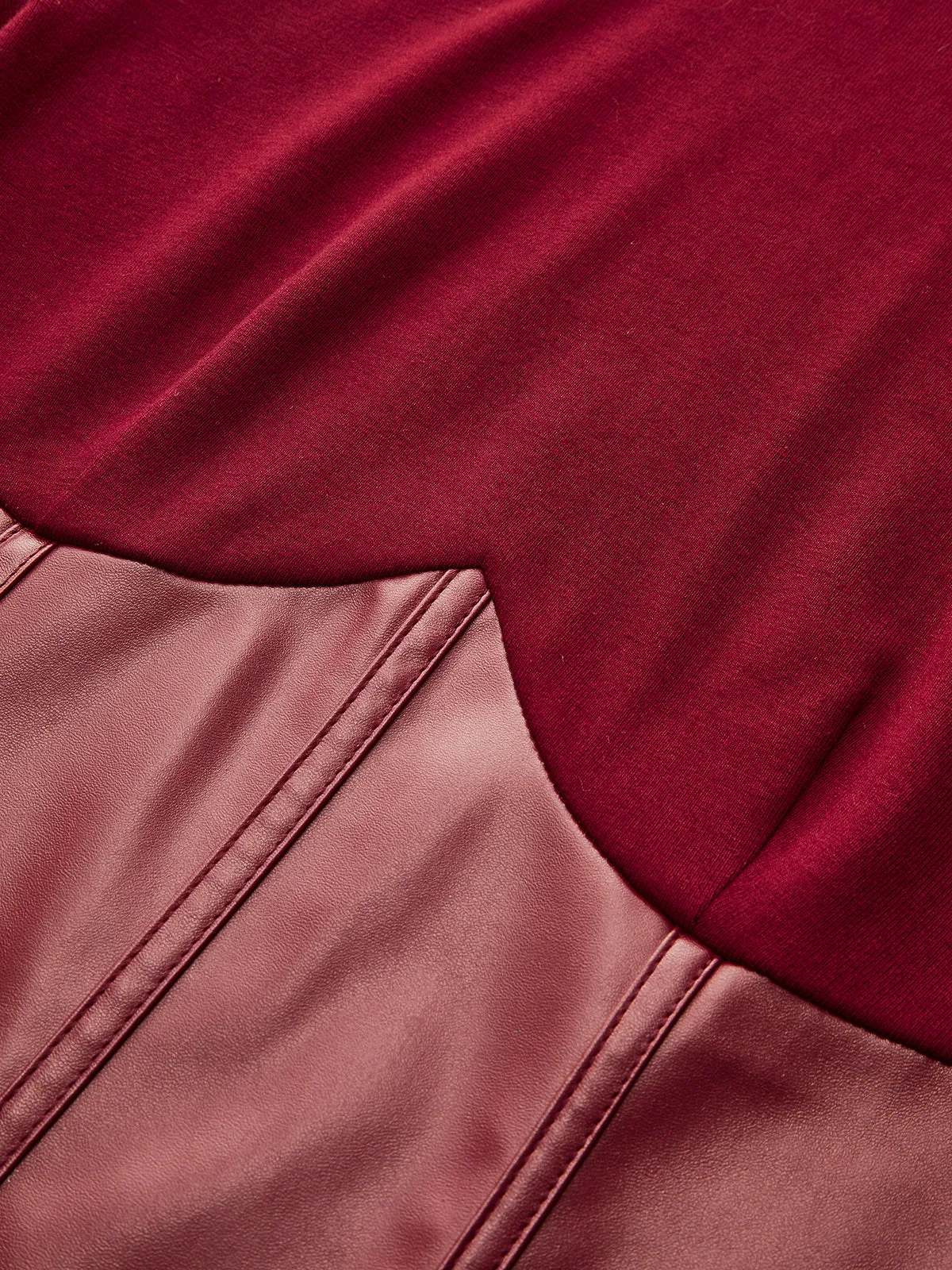 Faux Leather Corset Paneled Mock Neck Top sold by COMMENSE product image thumbnail 4