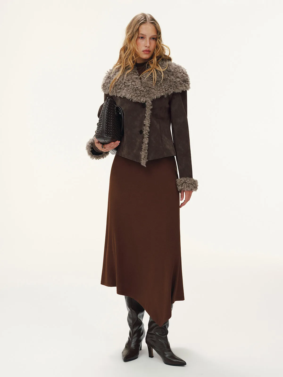 Shearling Collar Suede Effect Short Jacket sold by COMMENSE product image thumbnail 4