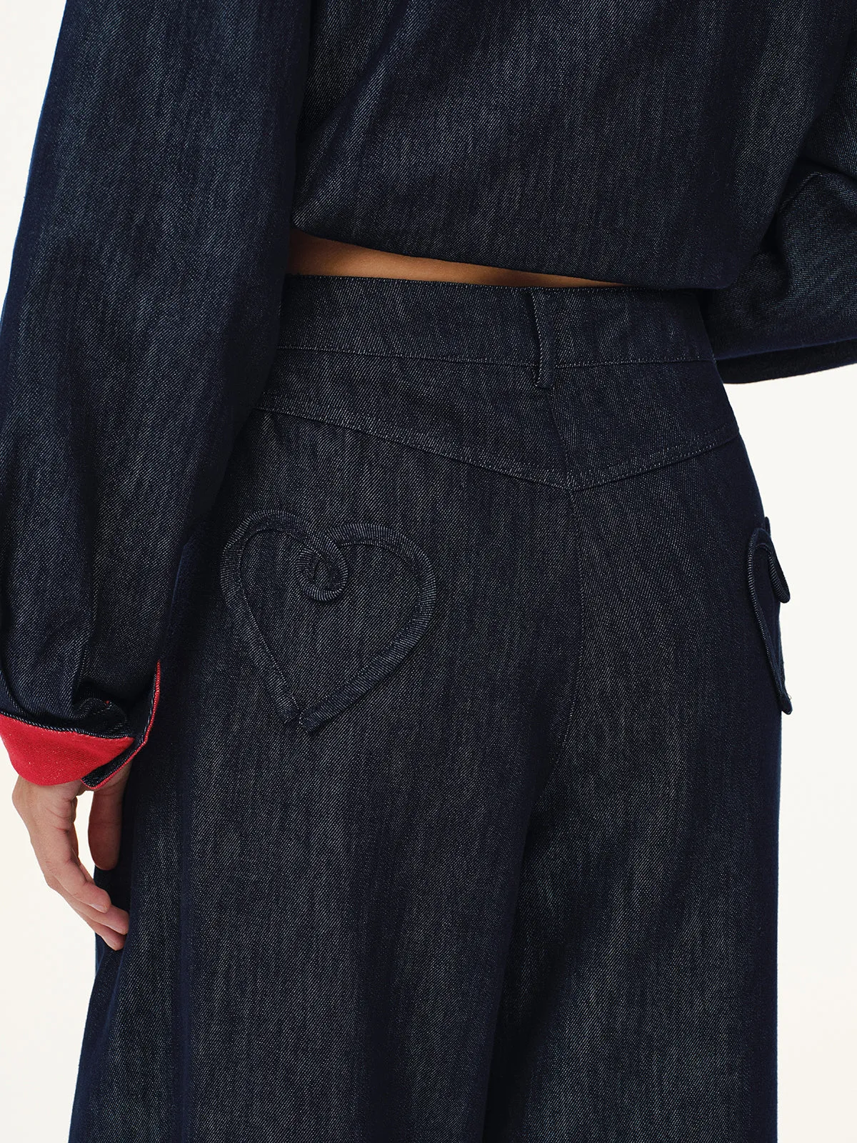 Heart-Back Denim Straight-Leg Jeans sold by COMMENSE product image thumbnail 4