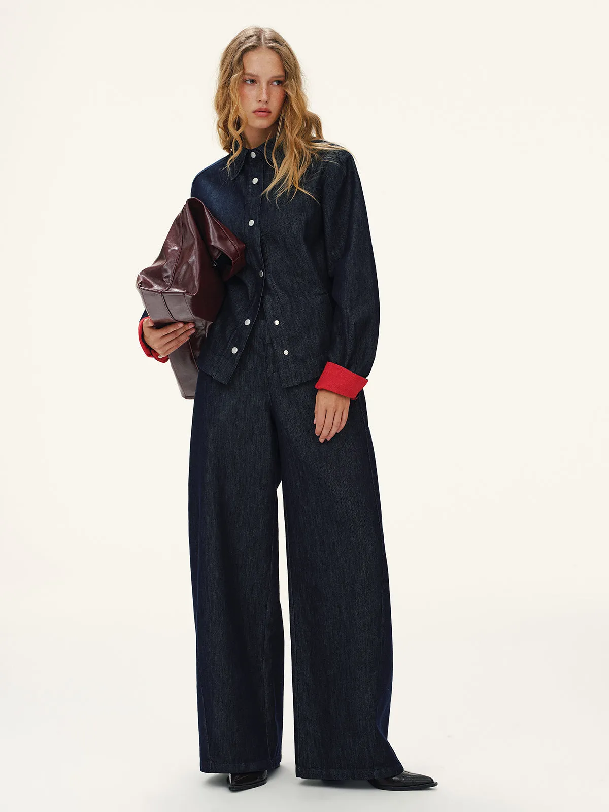 Heart-Back Denim Straight-Leg Jeans sold by COMMENSE