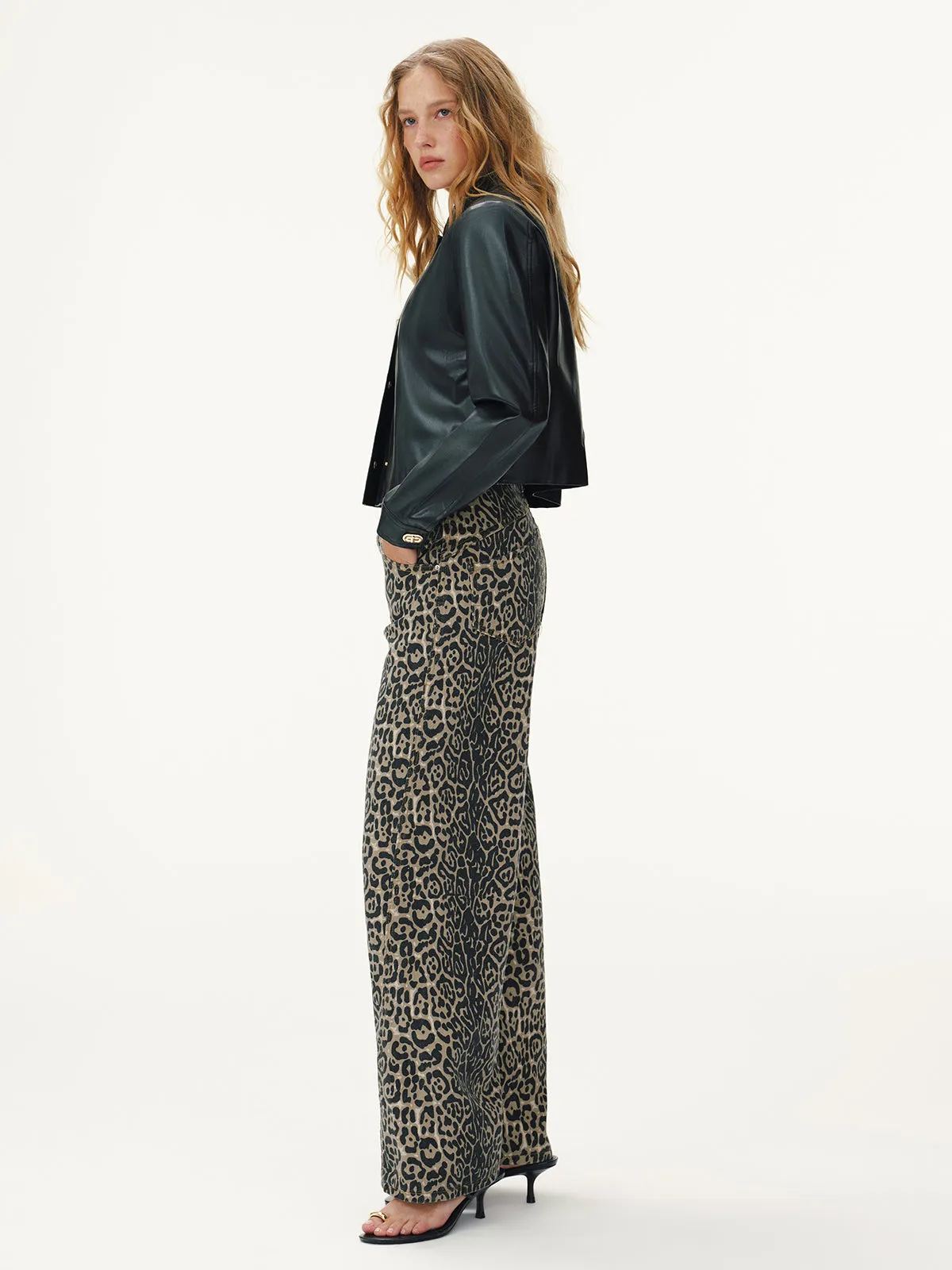 Leopard Print Denim Straight-Leg Jeans sold by COMMENSE product image thumbnail 3