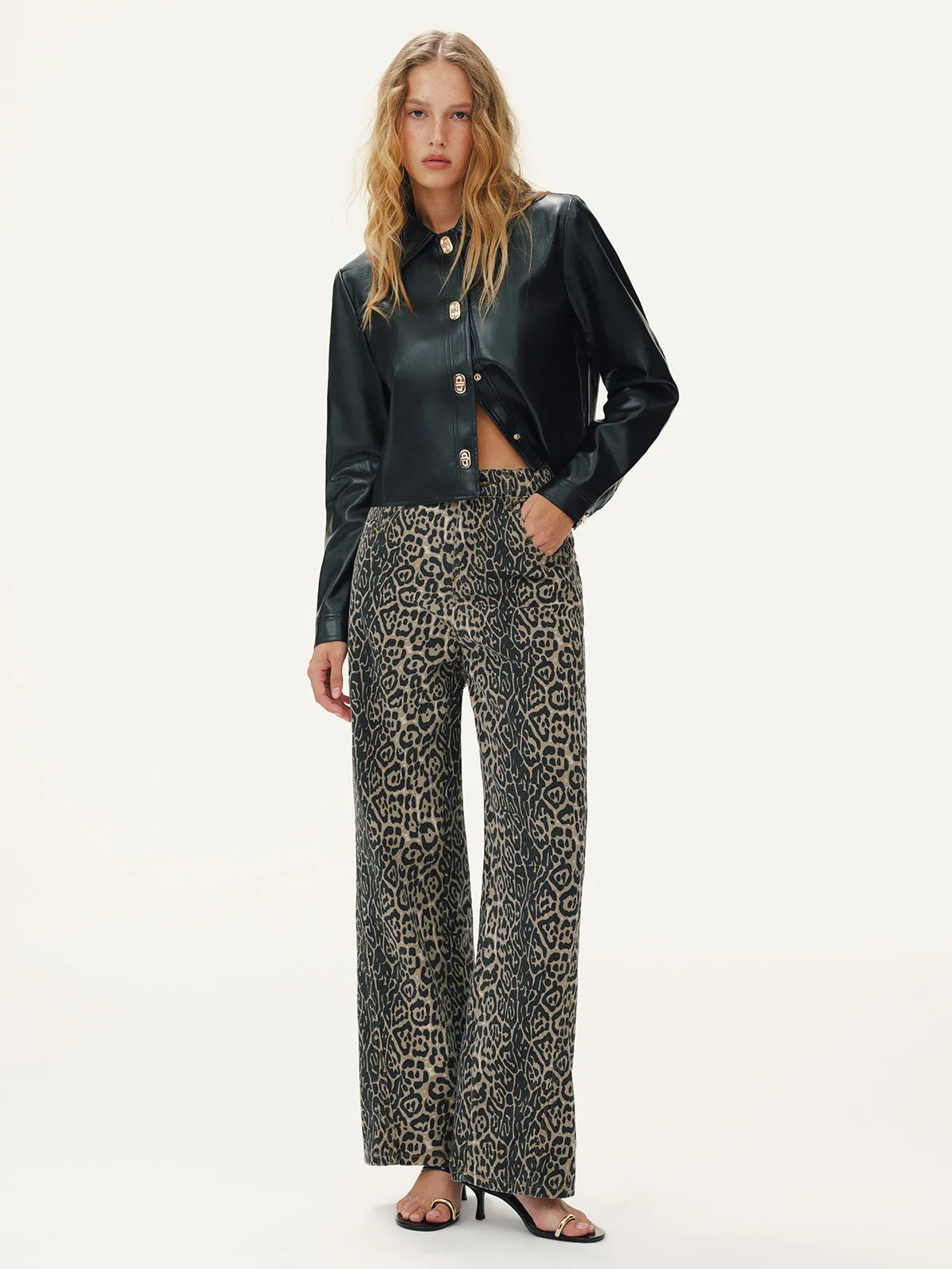 Leopard Print Denim Straight-Leg Jeans sold by COMMENSE product image thumbnail 2