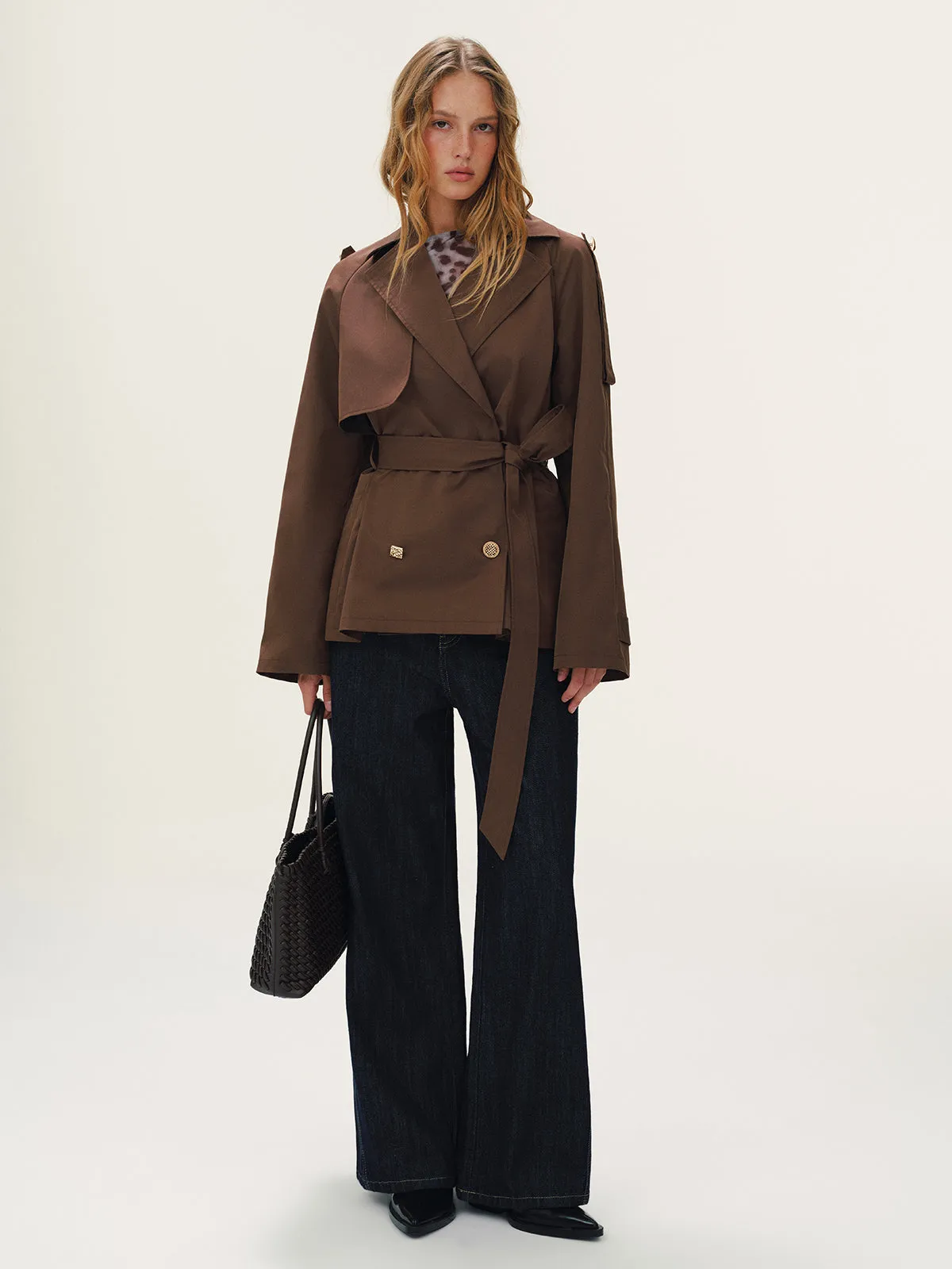 Belted Metal Button Trench Coat sold by COMMENSE