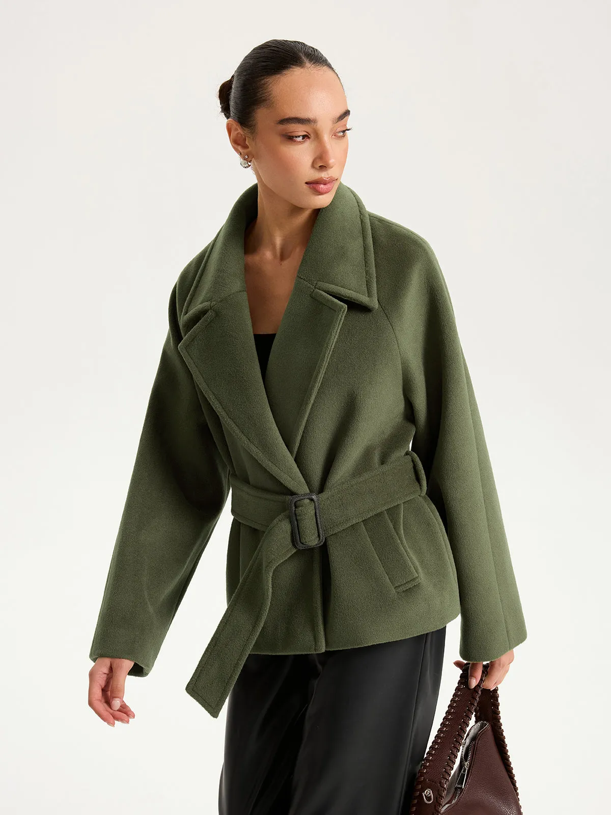 Faux Cashmere Belted Short Coat sold by COMMENSE