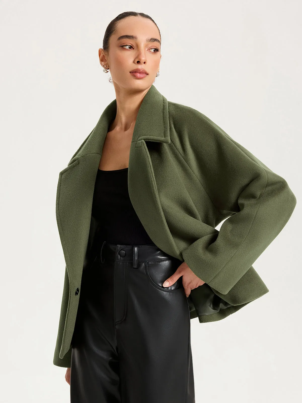Faux Cashmere Belted Short Coat sold by COMMENSE product image thumbnail 5