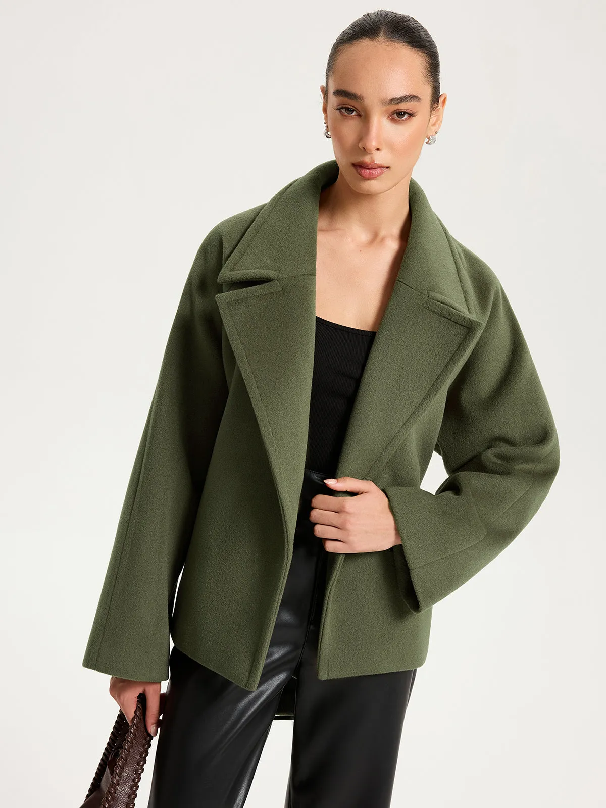 Faux Cashmere Belted Short Coat sold by COMMENSE product image thumbnail 2