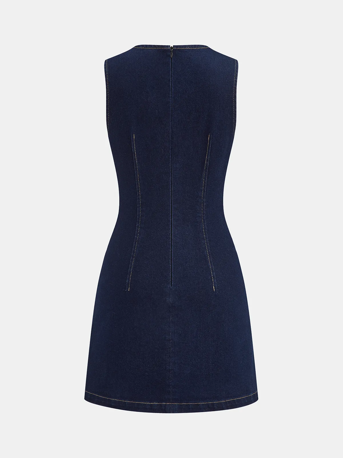 Double-Breasted Denim Sleeveless Mini Dress sold by COMMENSE product image thumbnail 2