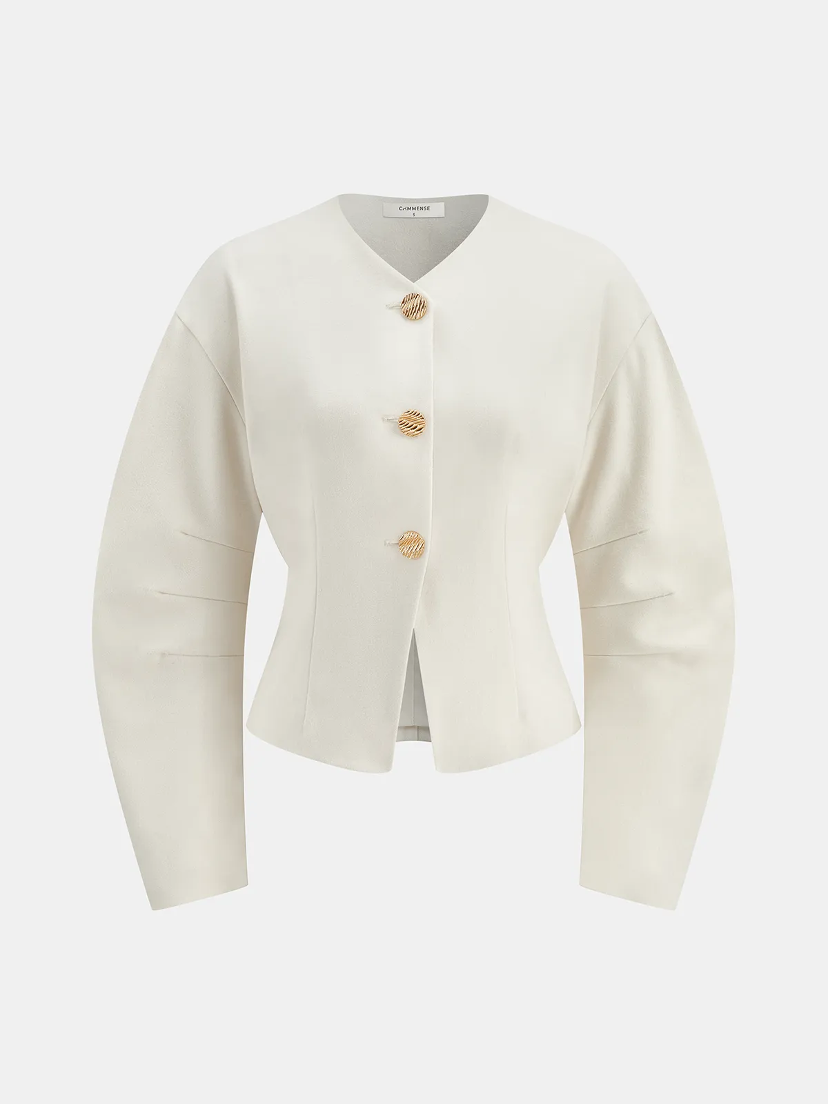 Metal Button Curved Sleeve Coat sold by COMMENSE