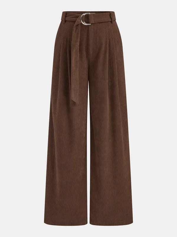 Corduroy Belted Wide-Leg Pants sold by COMMENSE