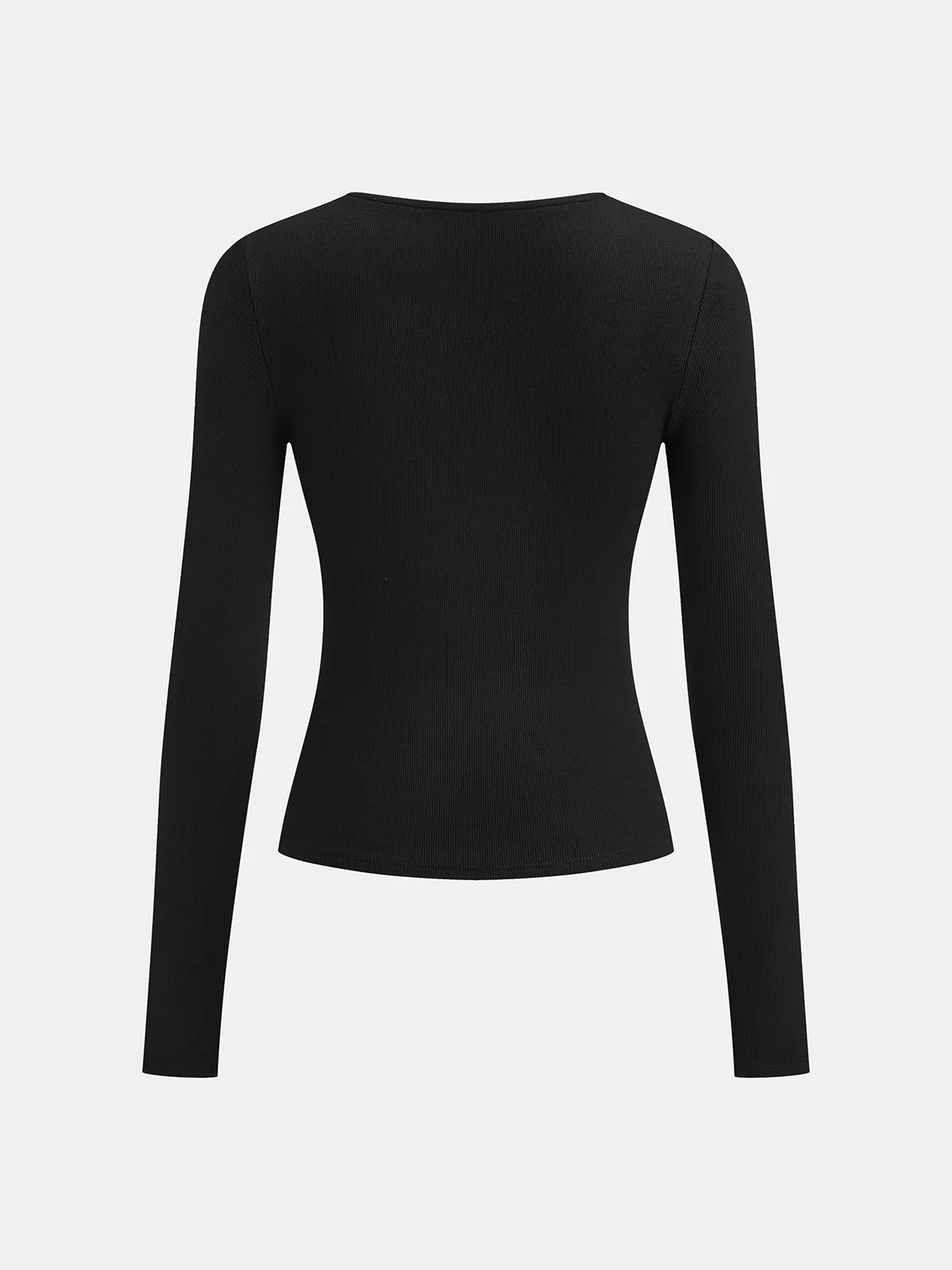 Lace V-Neck Button Ribbed Long Sleeve Top sold by COMMENSE product image thumbnail 2