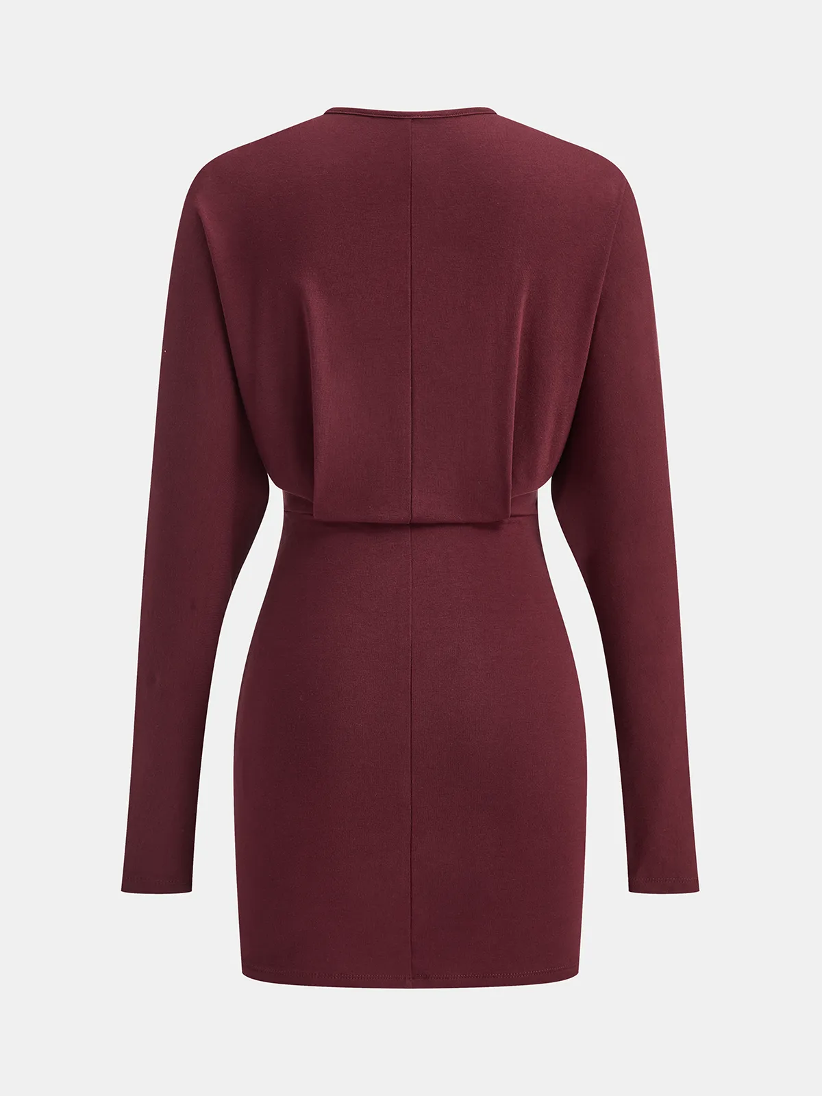 Deep V-Neck Ruched Long-Sleeve Mini Dress sold by COMMENSE product image thumbnail 2