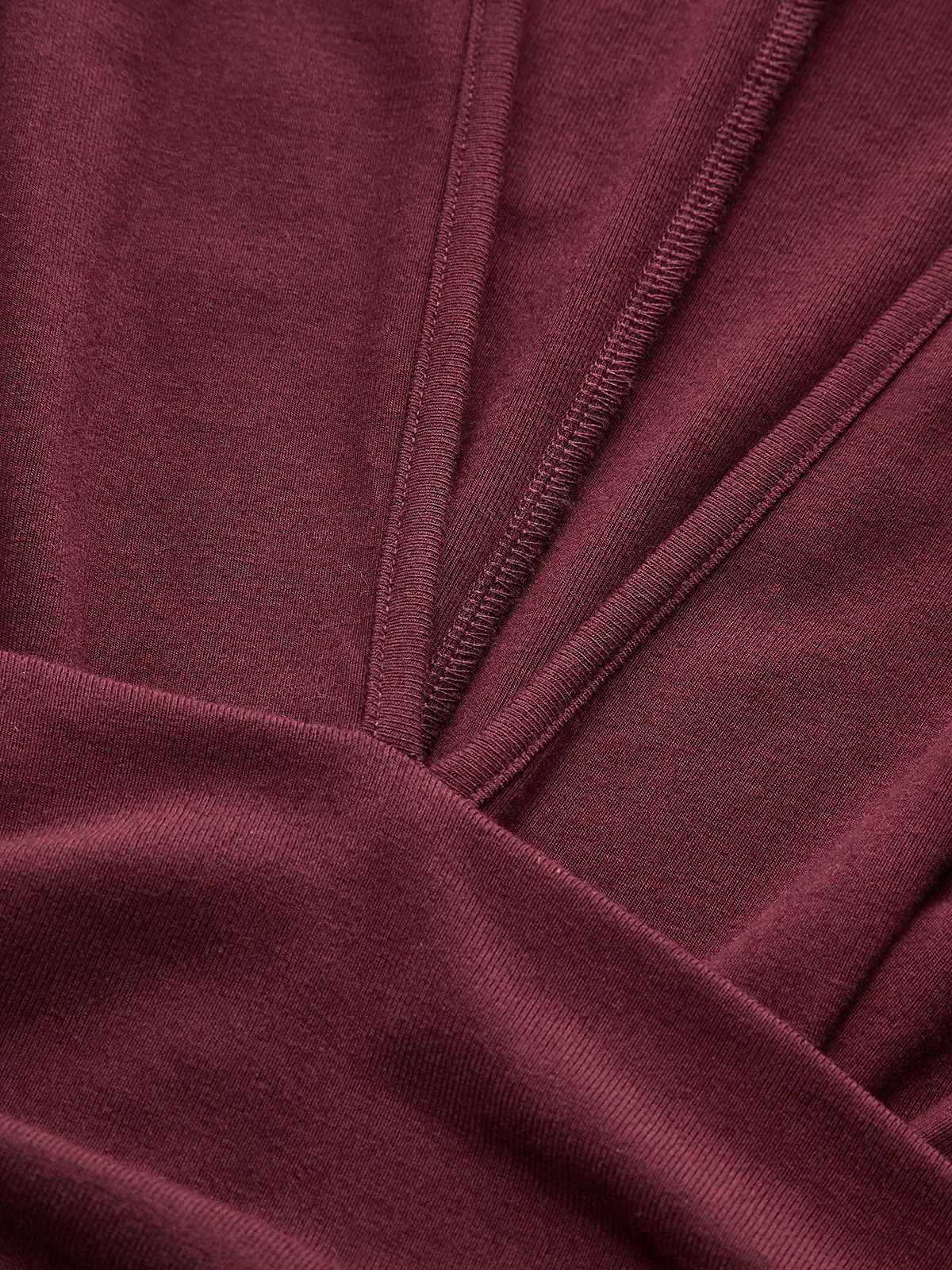 Deep V-Neck Ruched Long-Sleeve Mini Dress sold by COMMENSE product image thumbnail 4