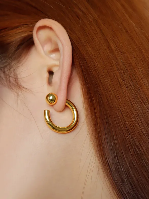 Golden Half-Hoop Earrings sold by COMMENSE