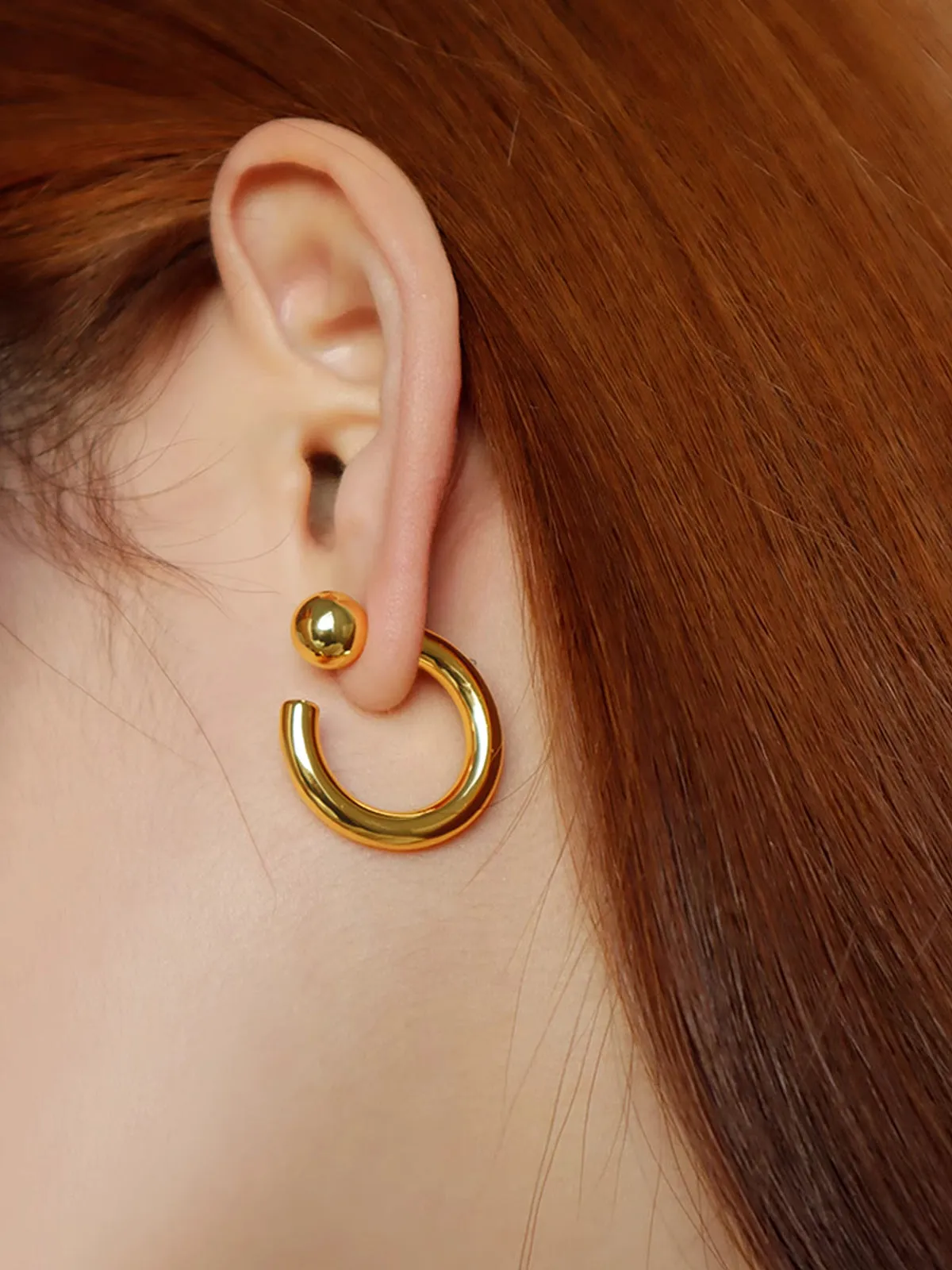 Golden Half-Hoop Earrings sold by COMMENSE