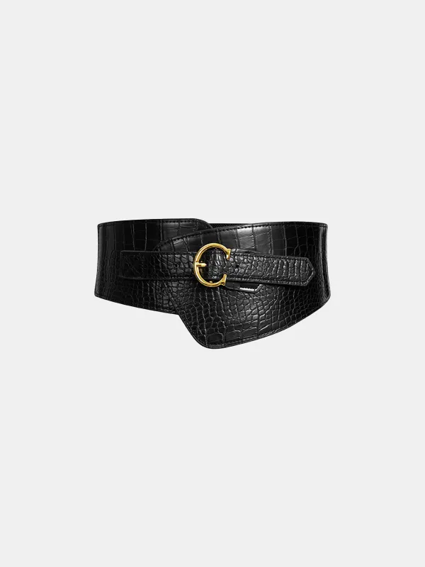 Crocodile Embossed Wide Belt sold by COMMENSE