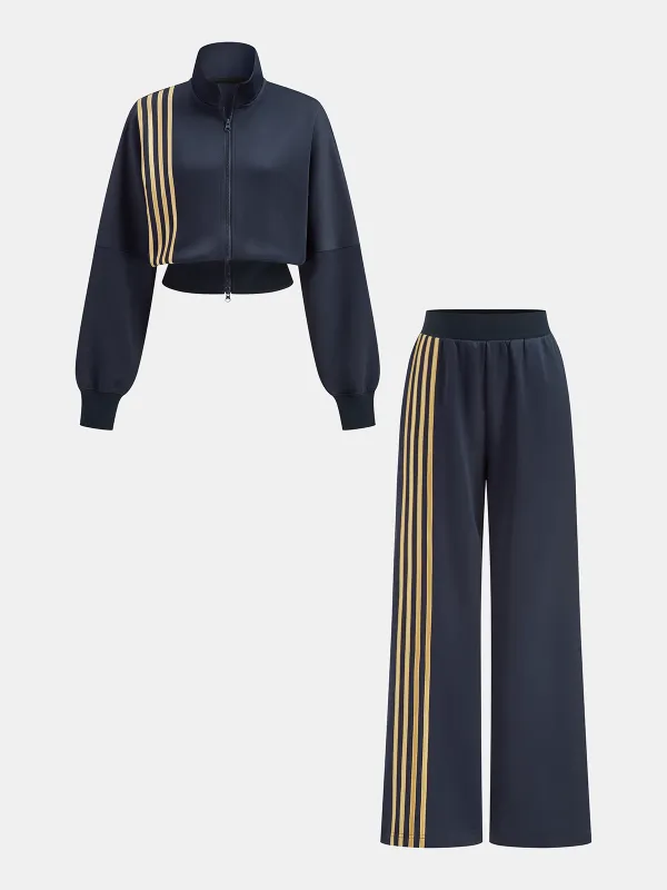 Quadruple Stripe Sweatshirt and Pants Set sold by COMMENSE