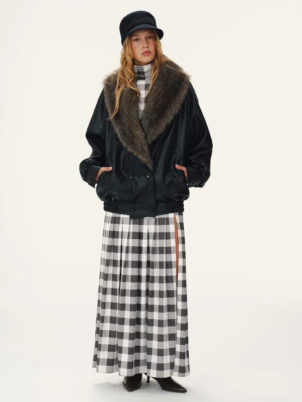 Detachable Faux Fur Collar Faux Leather Jacket sold by COMMENSE