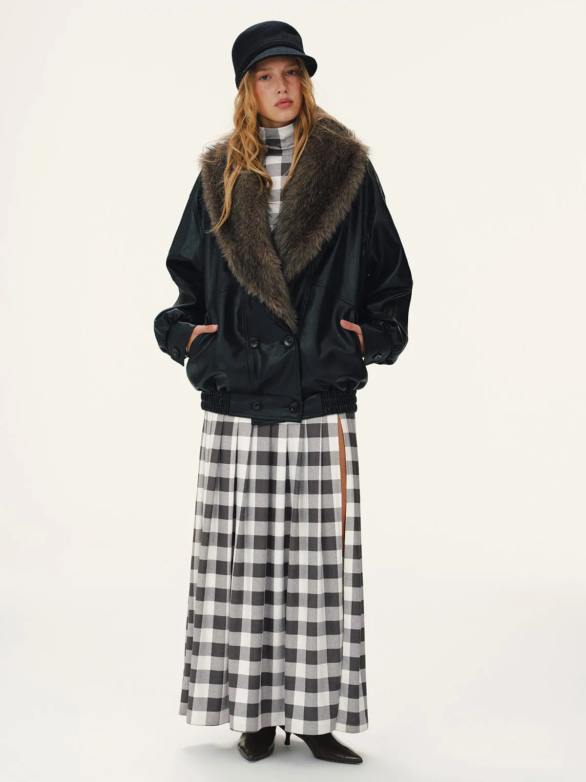 Detachable Faux Fur Collar Faux Leather Jacket sold by COMMENSE