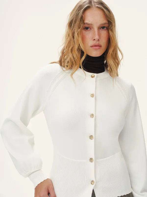 Metal Button Scalloped Edge Cardigan sold by COMMENSE