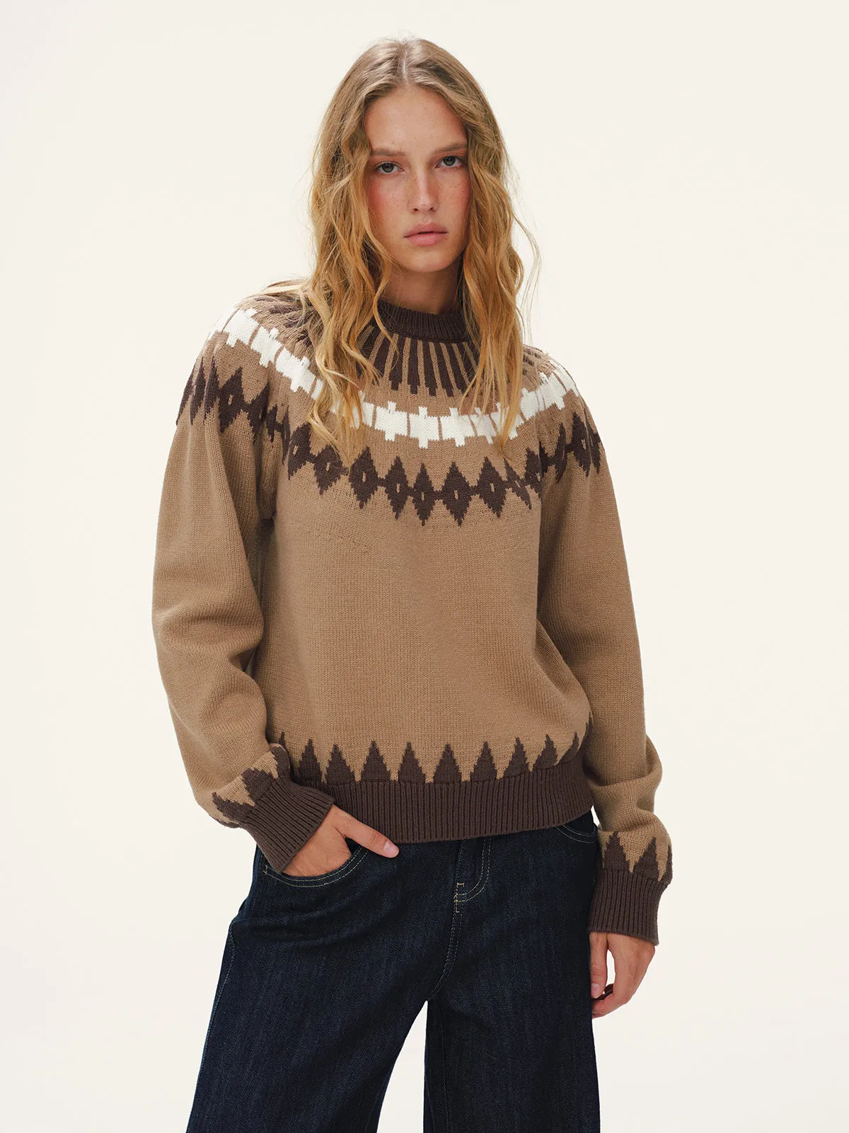 Fair Isle Knitted Sweater sold by COMMENSE