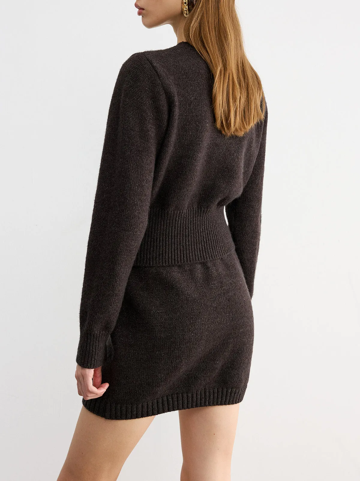 Slim-Fit Knit Cardigan and Mini Skirt Set sold by COMMENSE product image thumbnail 5