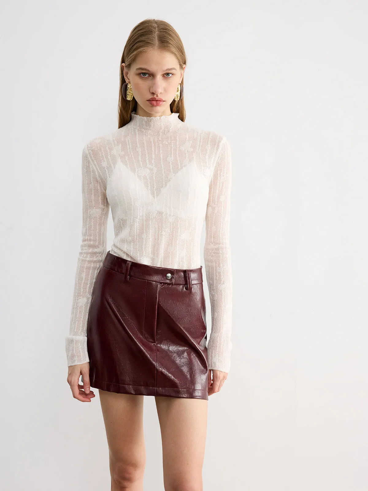 Faux Leather Mini Skirt sold by COMMENSE product image thumbnail 3