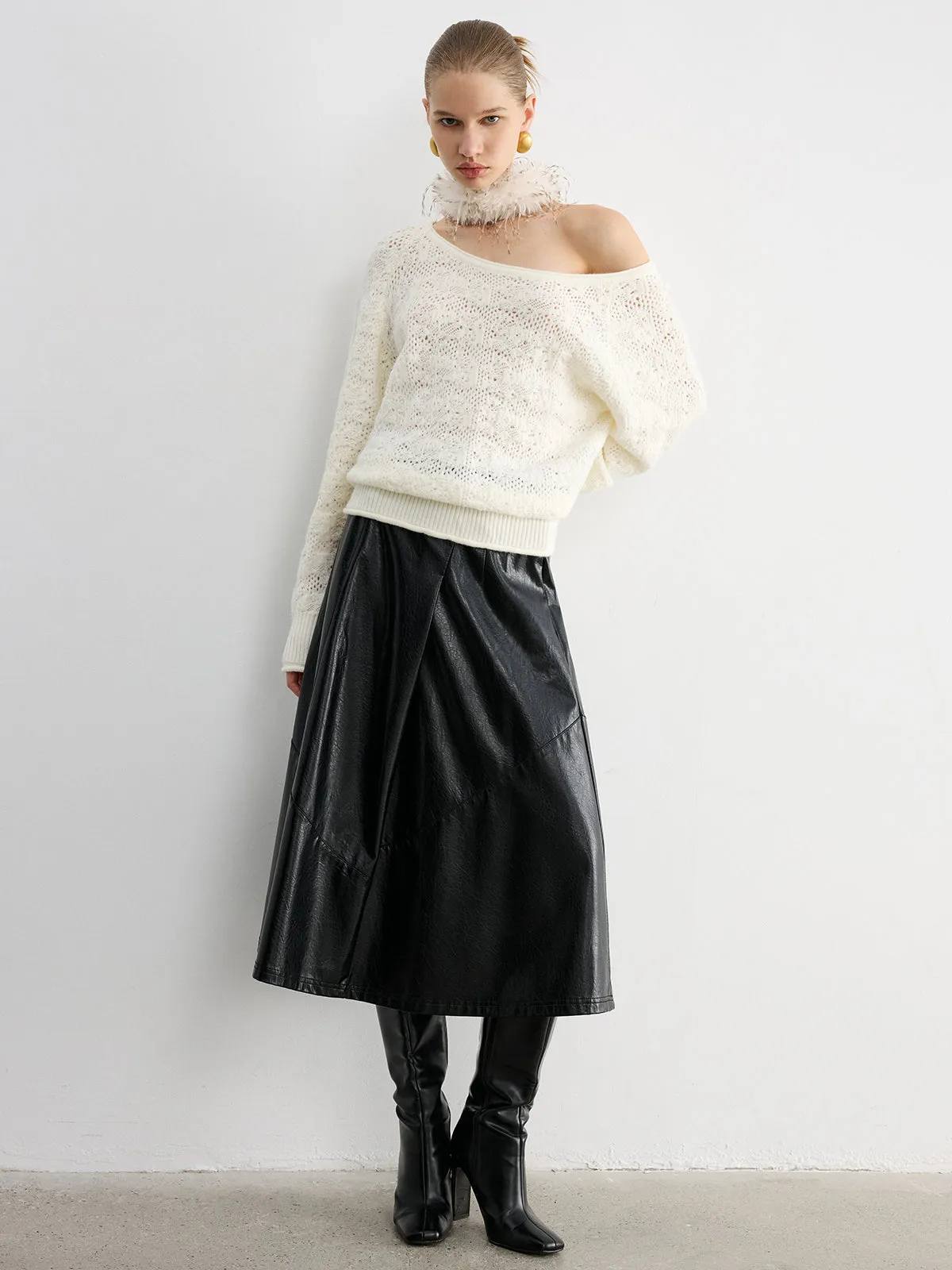 Off-Shoulder Open-Knit Sweater sold by COMMENSE product image thumbnail 4