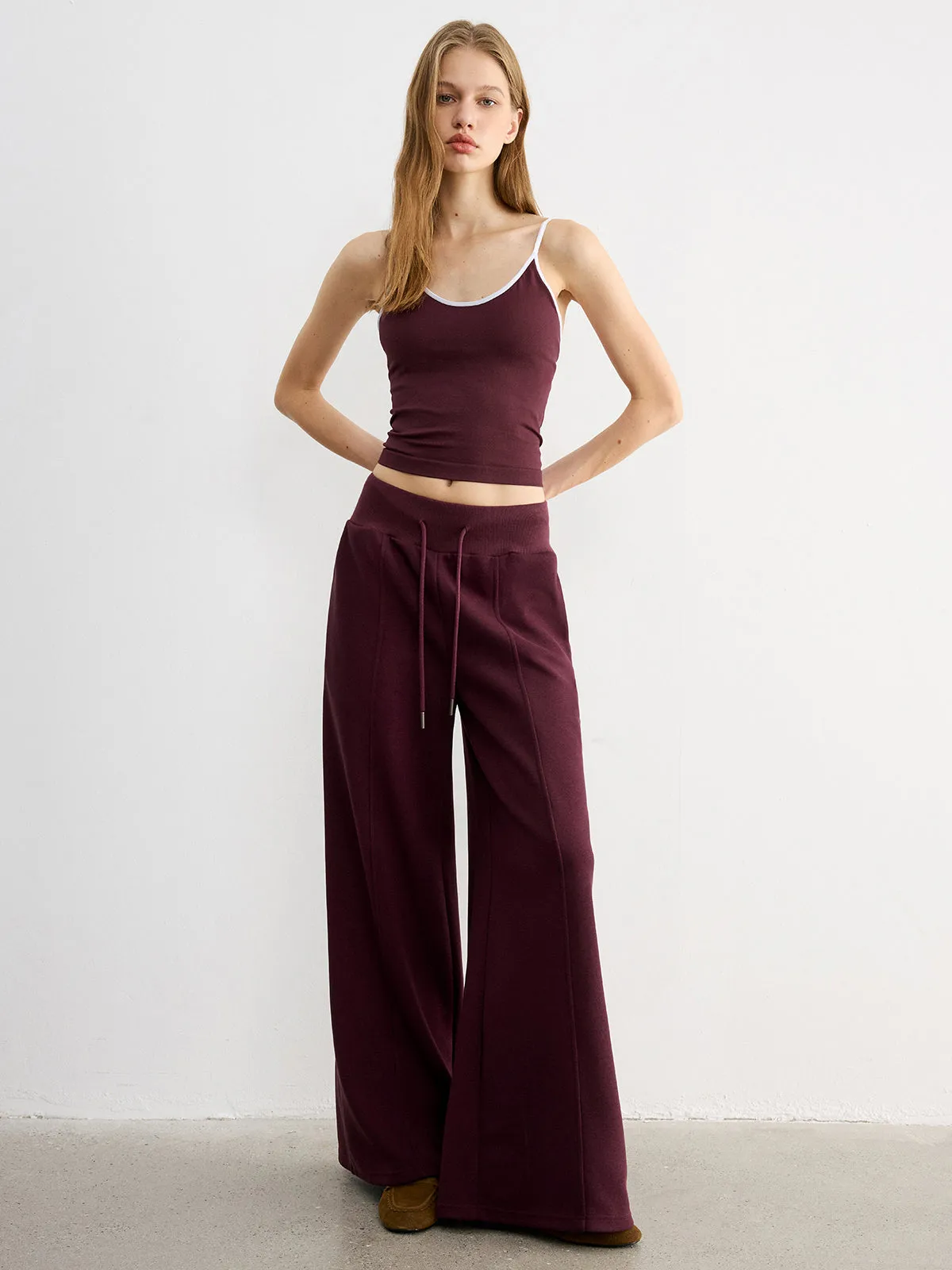 Drawstring Wide-Leg Knit Pants sold by COMMENSE product image thumbnail 3