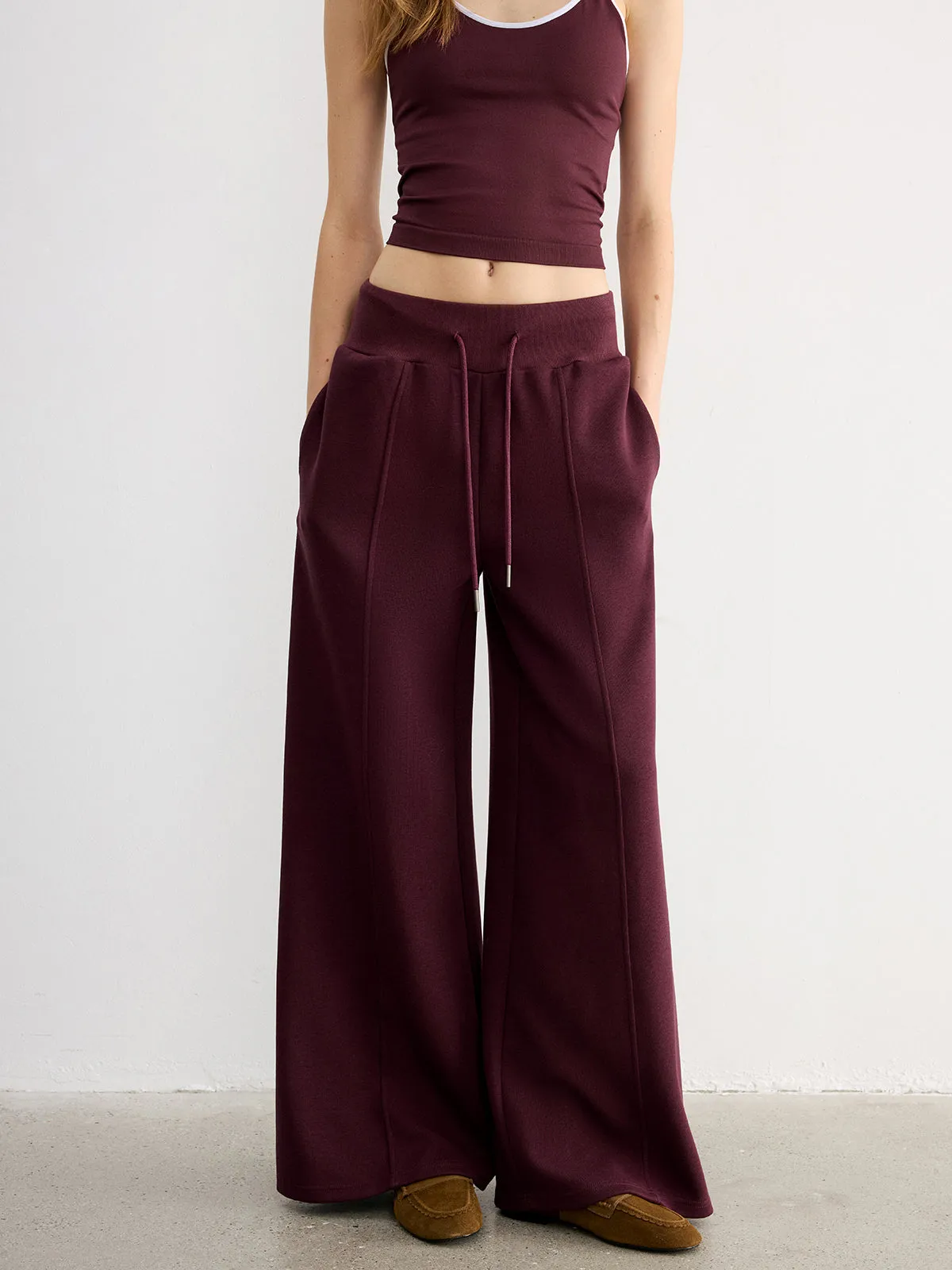 Drawstring Wide-Leg Knit Pants sold by COMMENSE product image thumbnail 4
