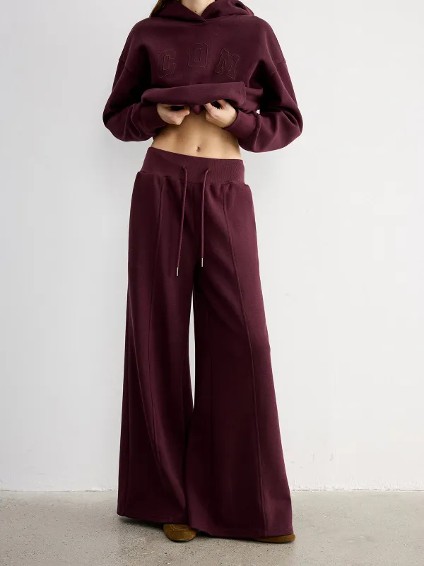 Drawstring Wide-Leg Knit Pants sold by COMMENSE