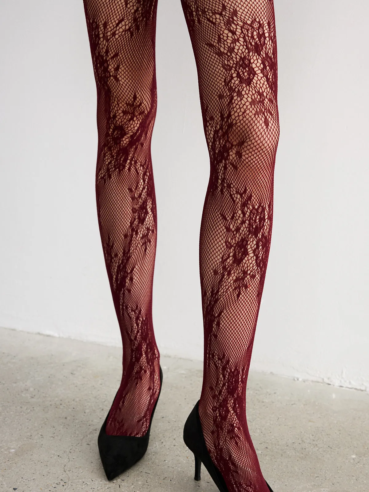 Floral Lace Fishnet Tights sold by COMMENSE product image thumbnail 4