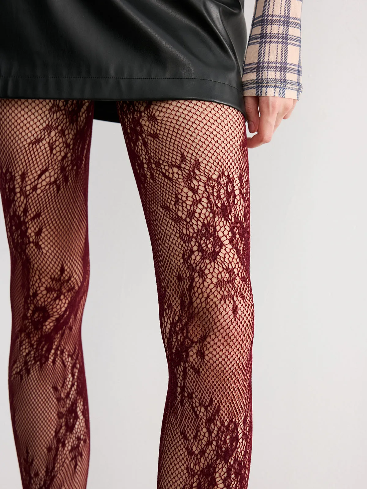 Floral Lace Fishnet Tights sold by COMMENSE product image thumbnail 5