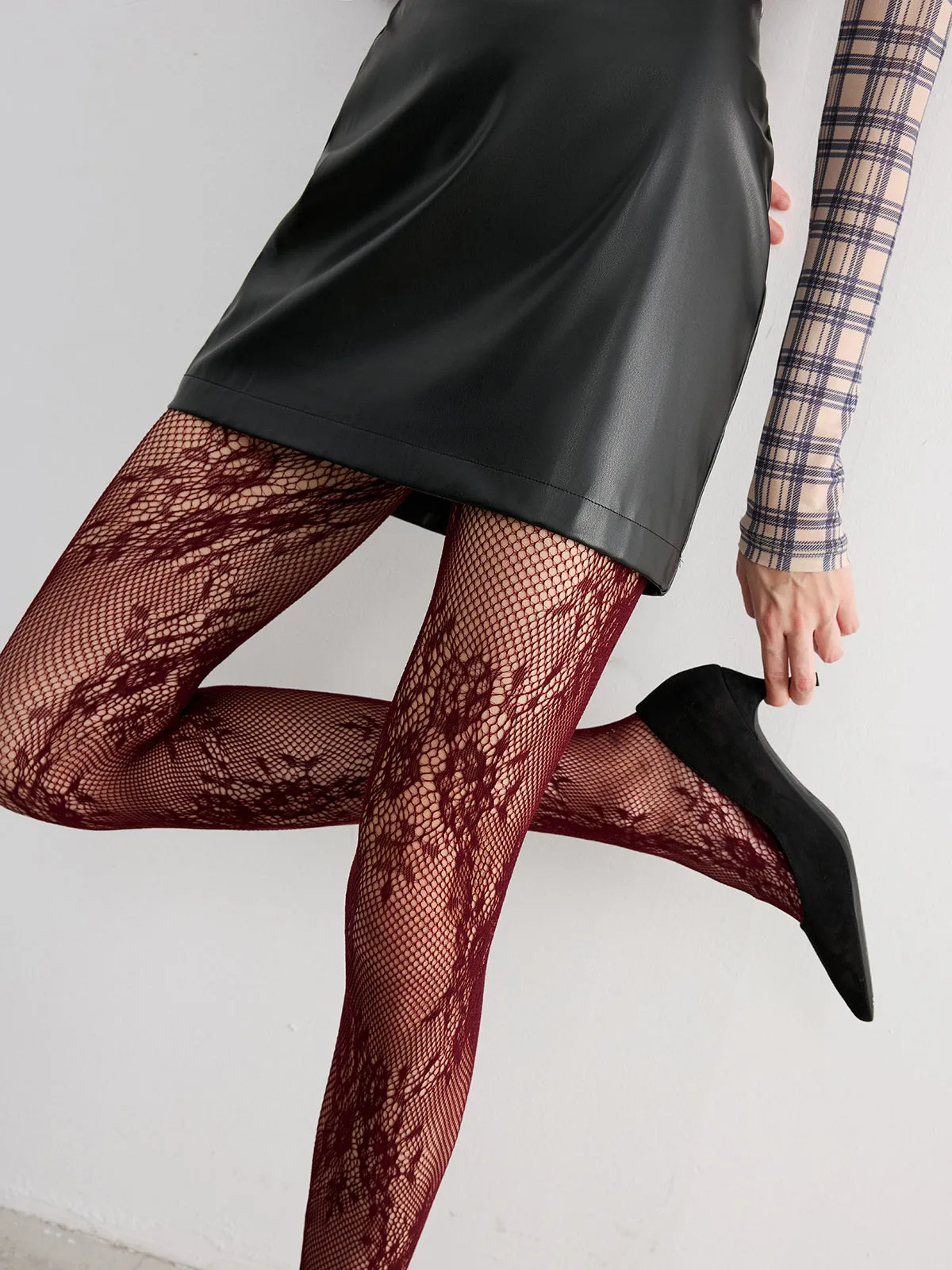 Floral Lace Fishnet Tights sold by COMMENSE product image thumbnail 3