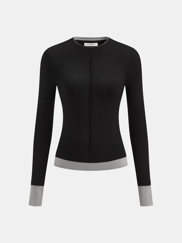 Color-Block Long-Sleeve Top sold by COMMENSE