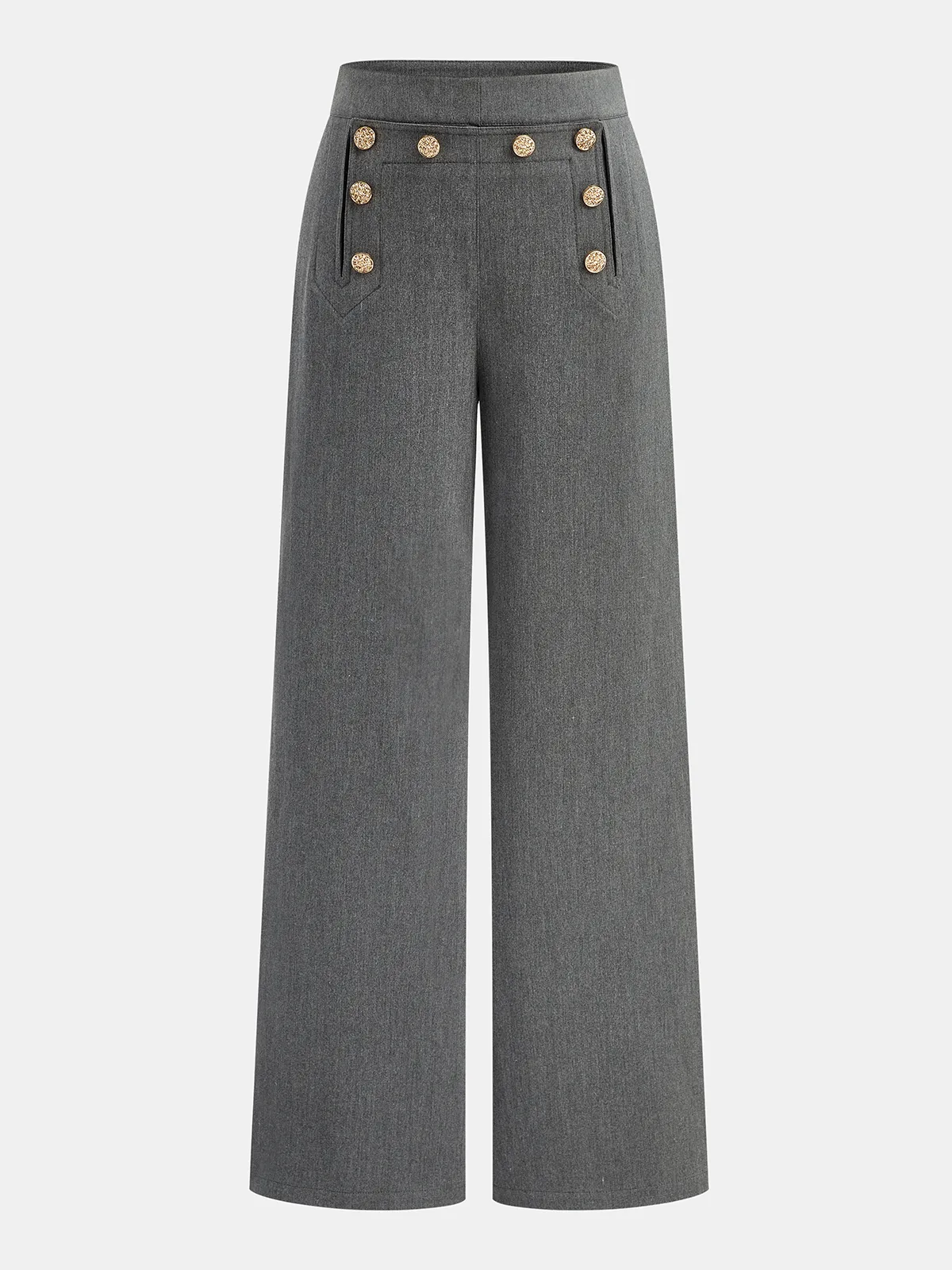 Metal Detail Wide-Leg Pants sold by COMMENSE