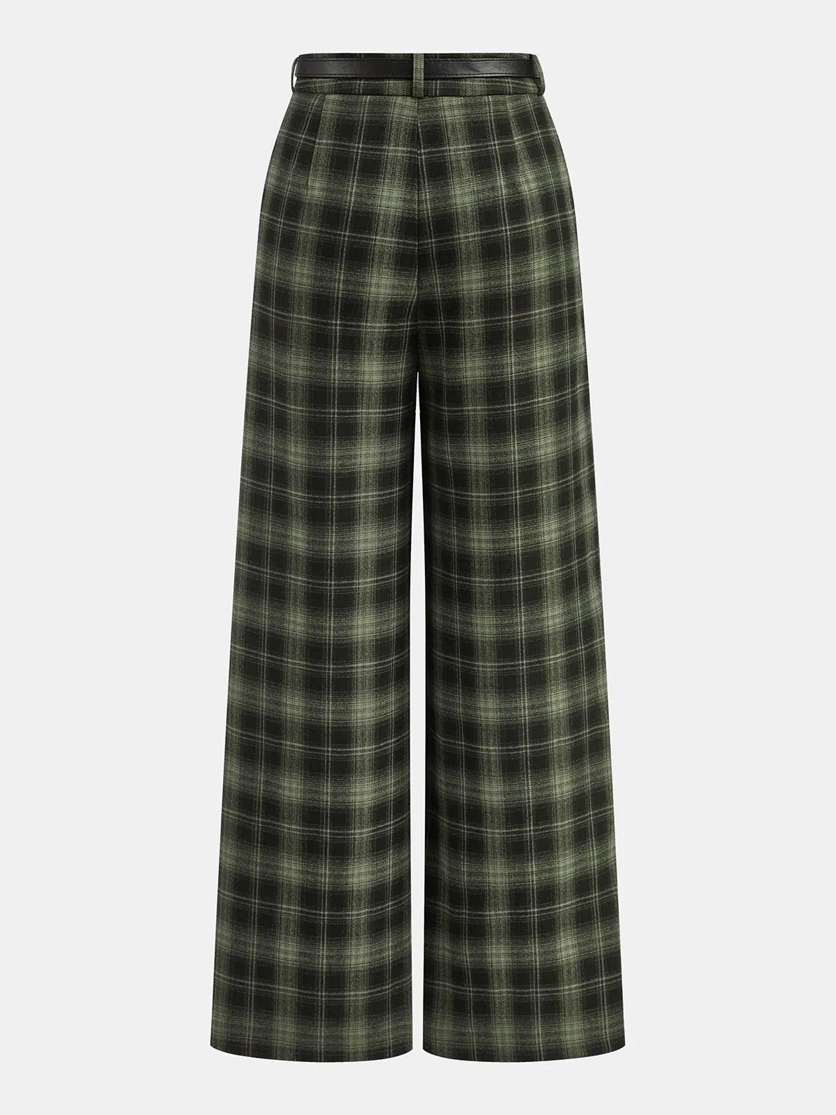 Belted Plaid Straight-Leg Pants sold by COMMENSE product image thumbnail 4