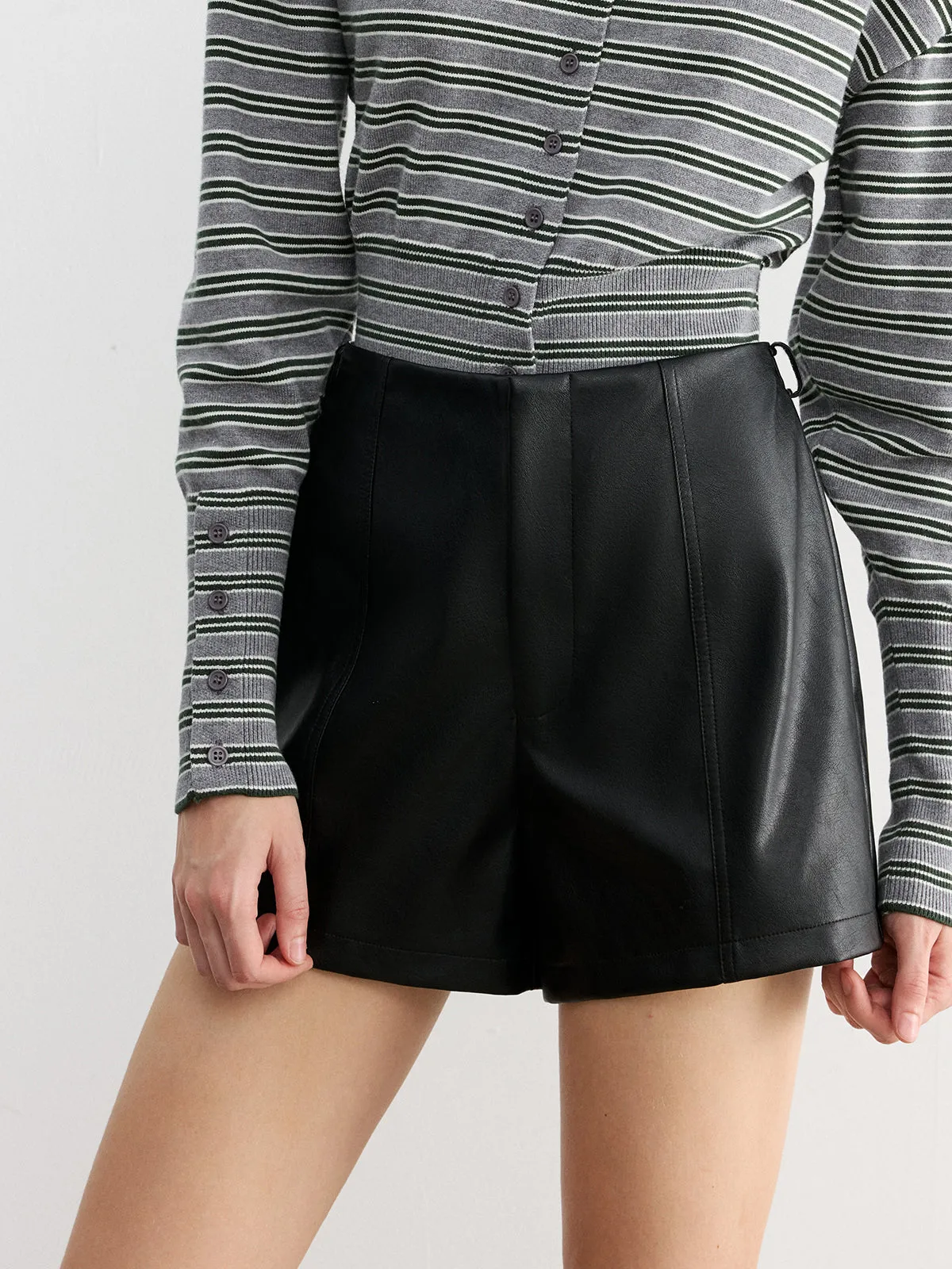 Faux Leather Belted Shorts sold by COMMENSE product image thumbnail 3