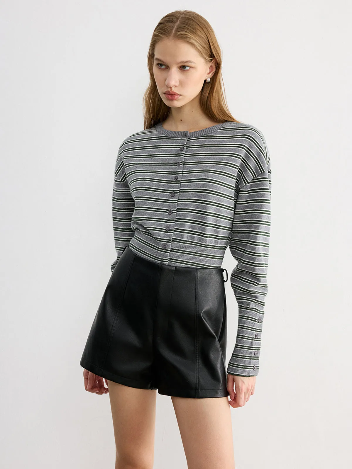 Faux Leather Belted Shorts sold by COMMENSE product image thumbnail 4