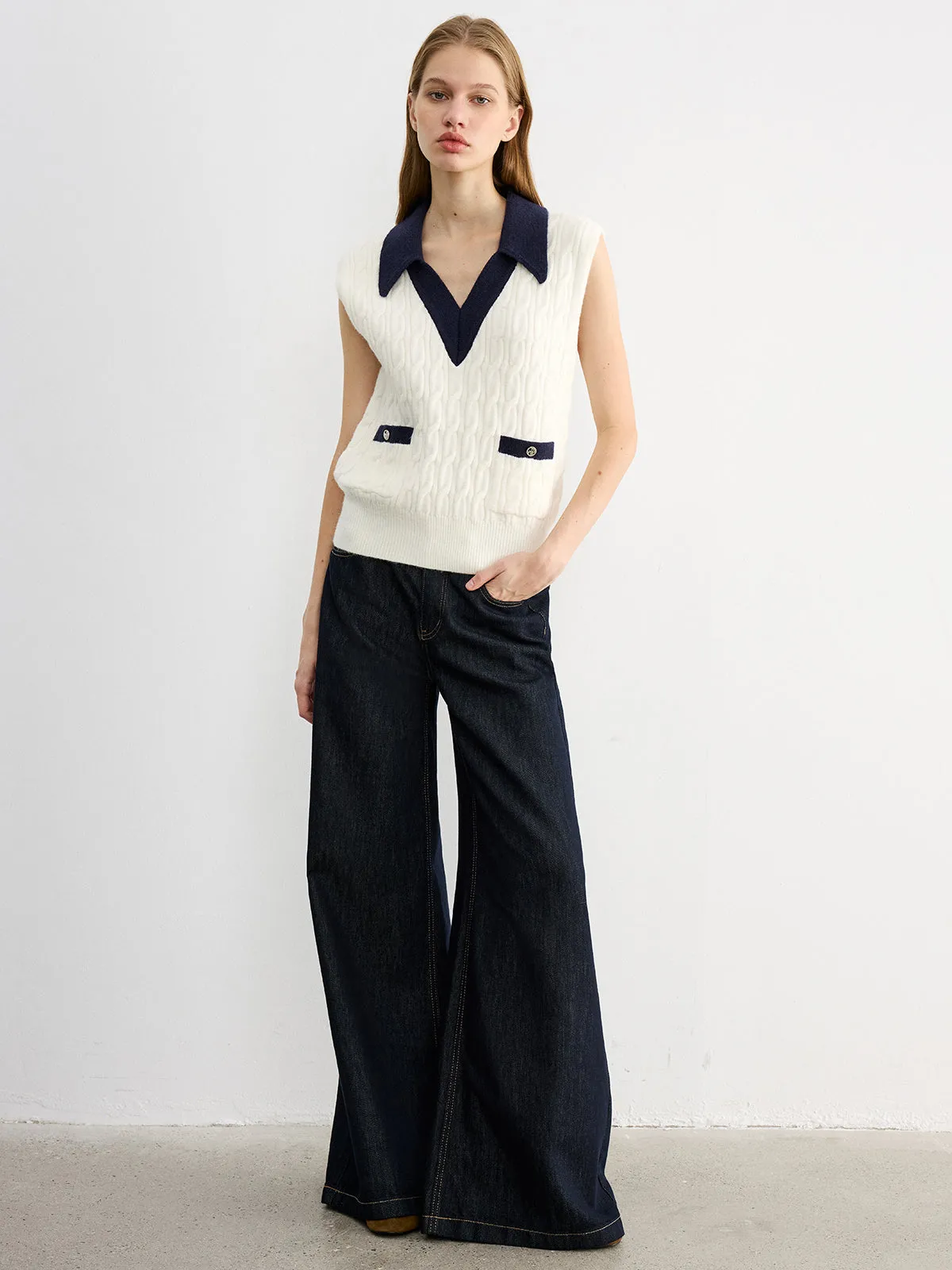 Collared Colorblock Knit Tank Top sold by COMMENSE product image thumbnail 4