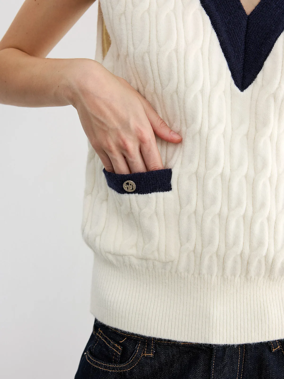 Collared Colorblock Knit Tank Top sold by COMMENSE product image thumbnail 5