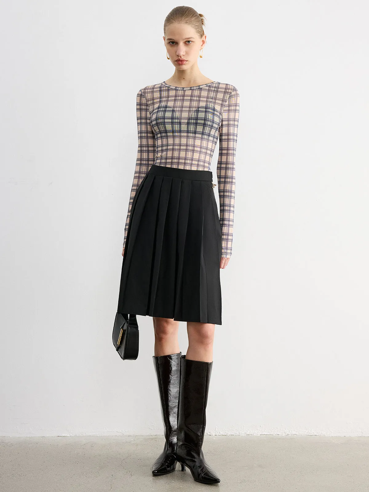 Plaid Sheer Long Sleeve Top sold by COMMENSE product image thumbnail 4