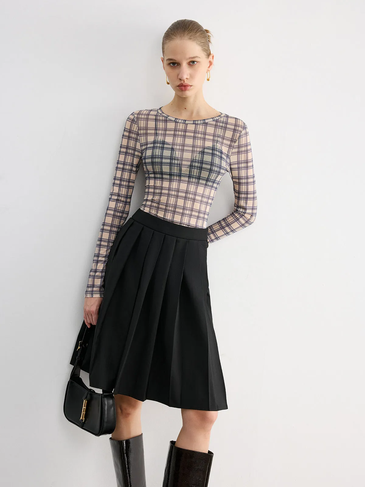 Plaid Sheer Long Sleeve Top sold by COMMENSE product image thumbnail 3