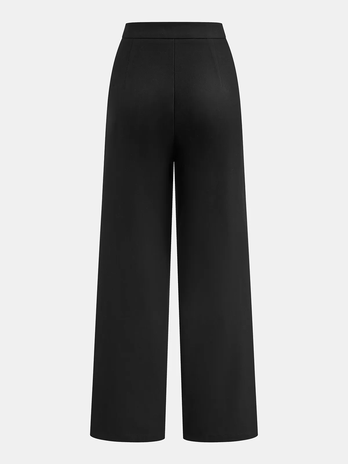 Metal Detail Mid-Waist Pleated Wide-Leg Pants sold by COMMENSE product image thumbnail 2