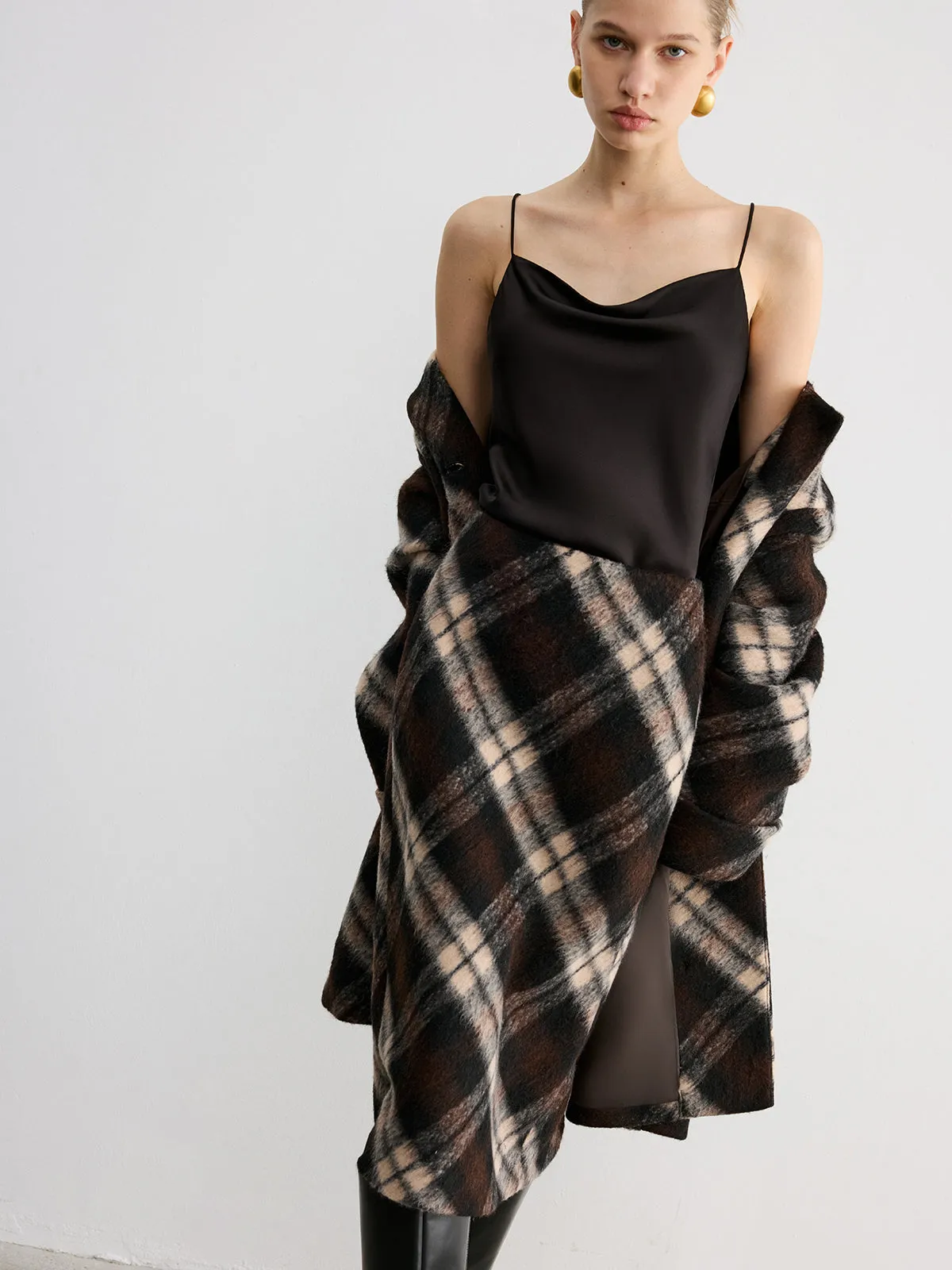 Plaid Wool-Blend Midi Pencil Skirt sold by COMMENSE