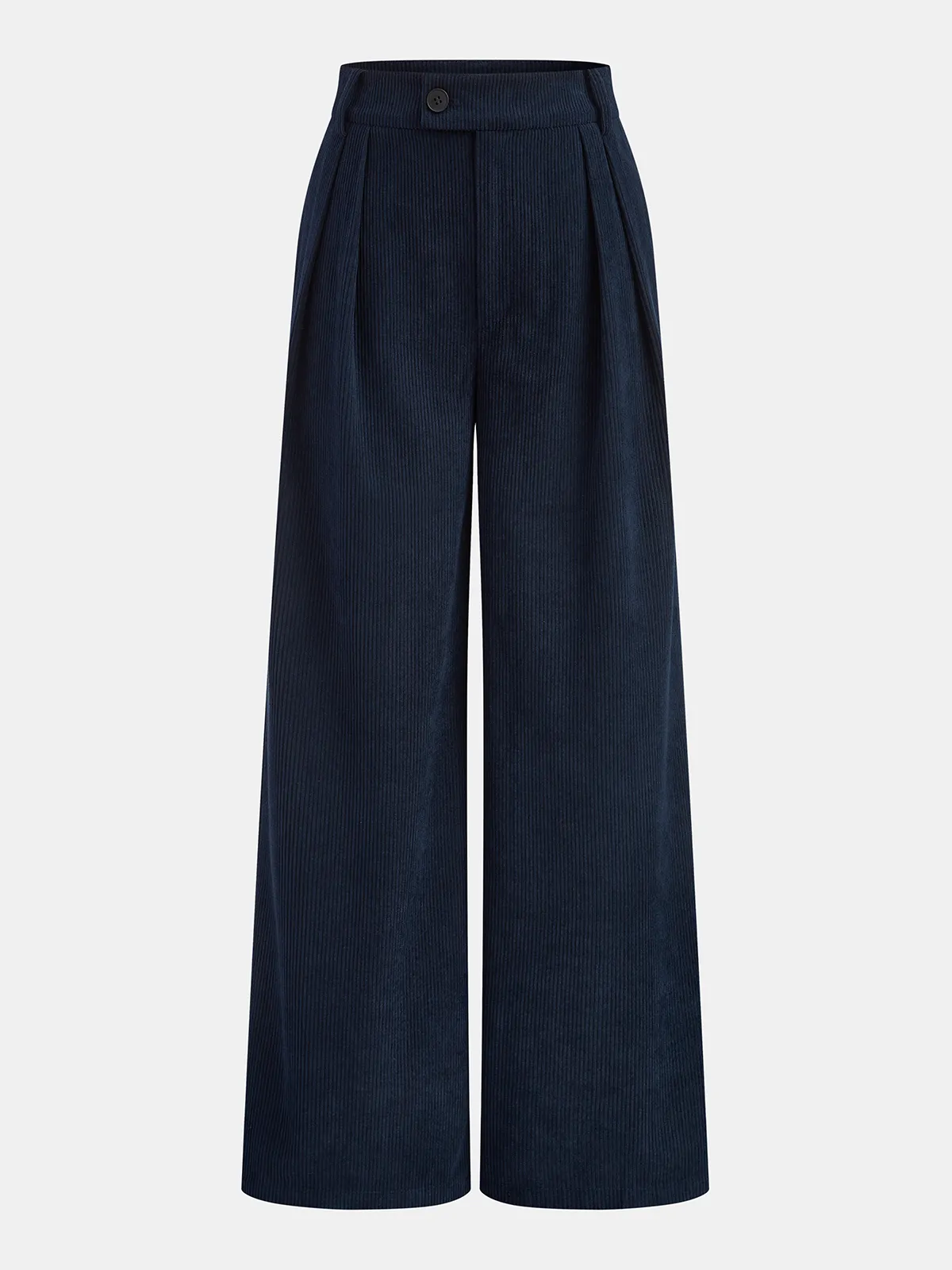Corduroy Pleated Mid-Waist Wide-Leg Pants sold by COMMENSE