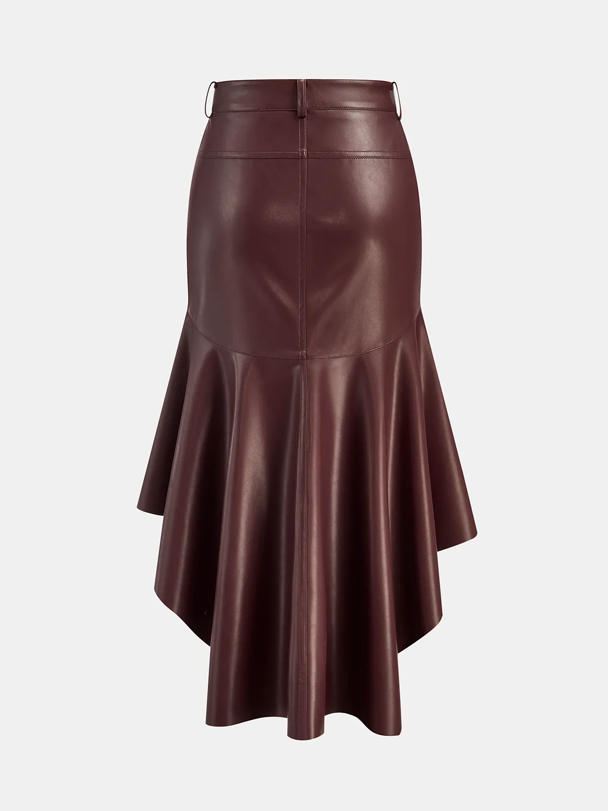 Faux Leather Asymmetric Mermaid Hem Midi Skirt sold by COMMENSE product image thumbnail 2