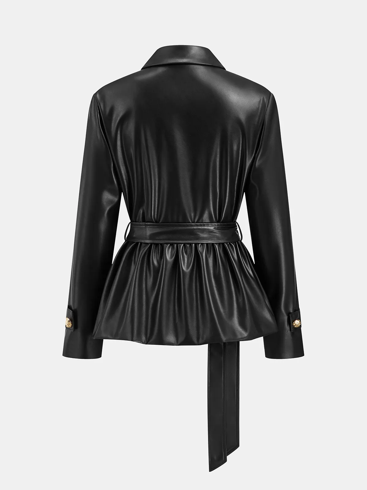 Belted Faux Leather Textured Jacket sold by COMMENSE product image thumbnail 2
